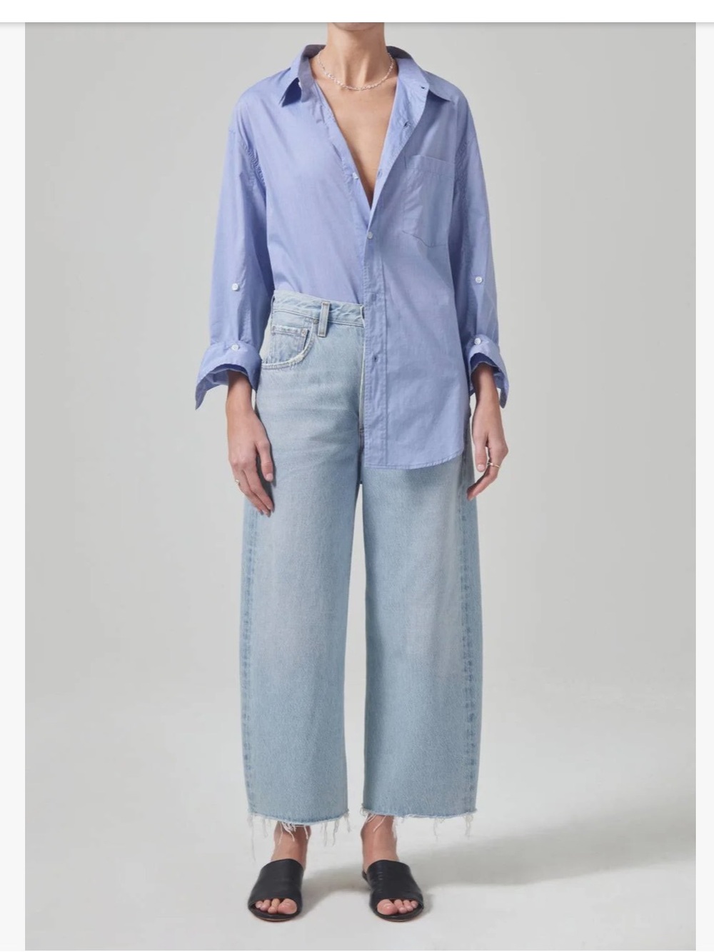 Citizens Of Humanity Light Blue Wide-Leg Crop Jeans